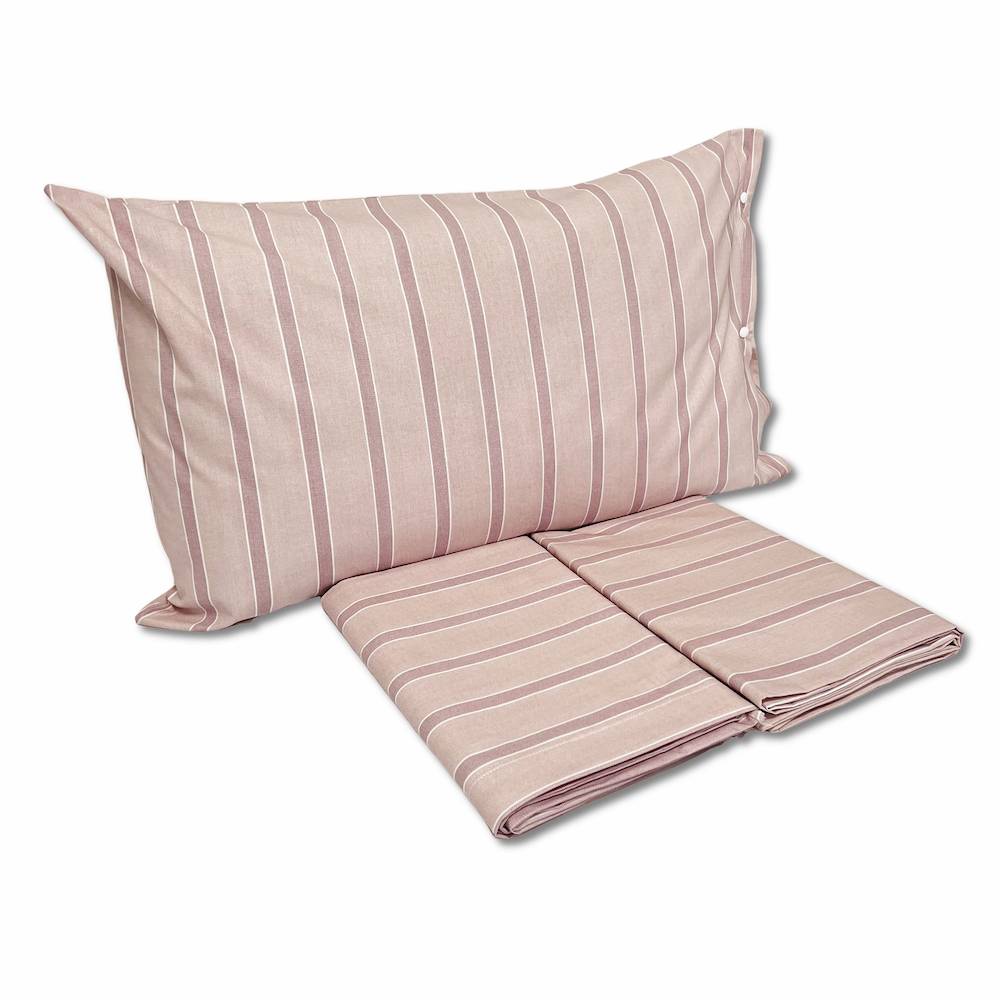 Completo Lenzuola California righe rosa matrimoniale