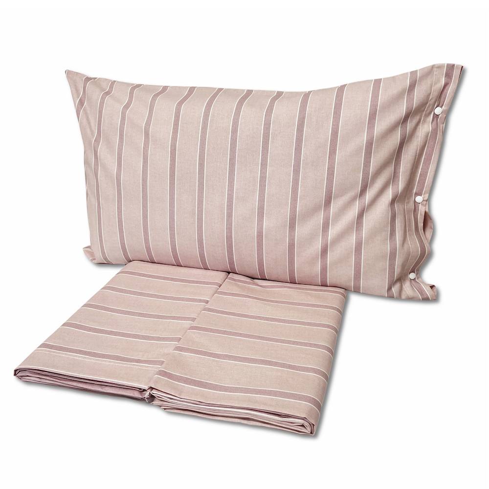 Completo Lenzuola California righe rosa matrimoniale