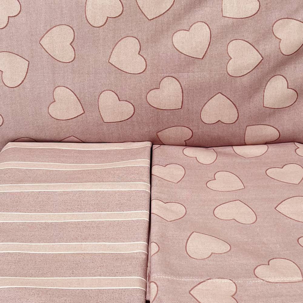 Completo Lenzuola Dream cuoricini e righe rosa matrimoniale
