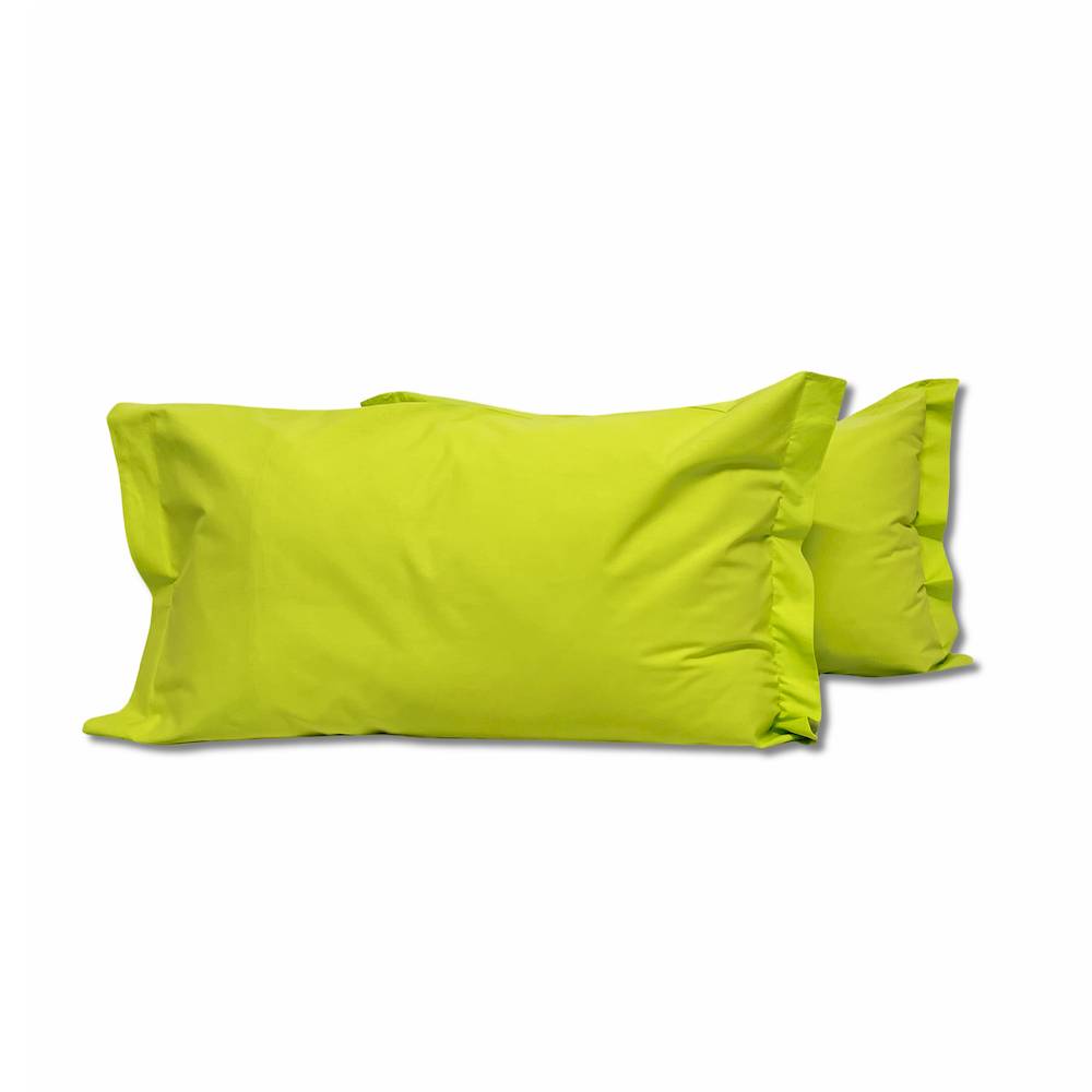 Coppia Federe con volant Verde esotico