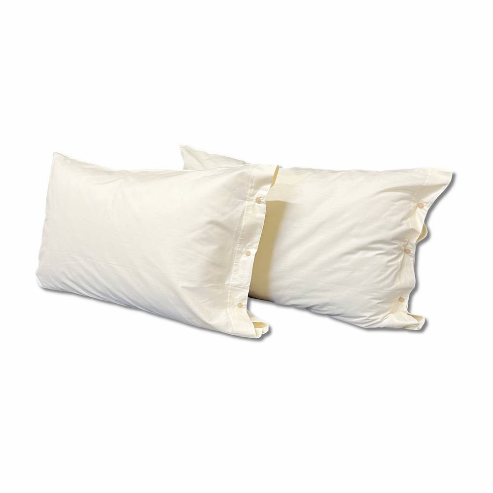 Coppia Federe con bottoni panna