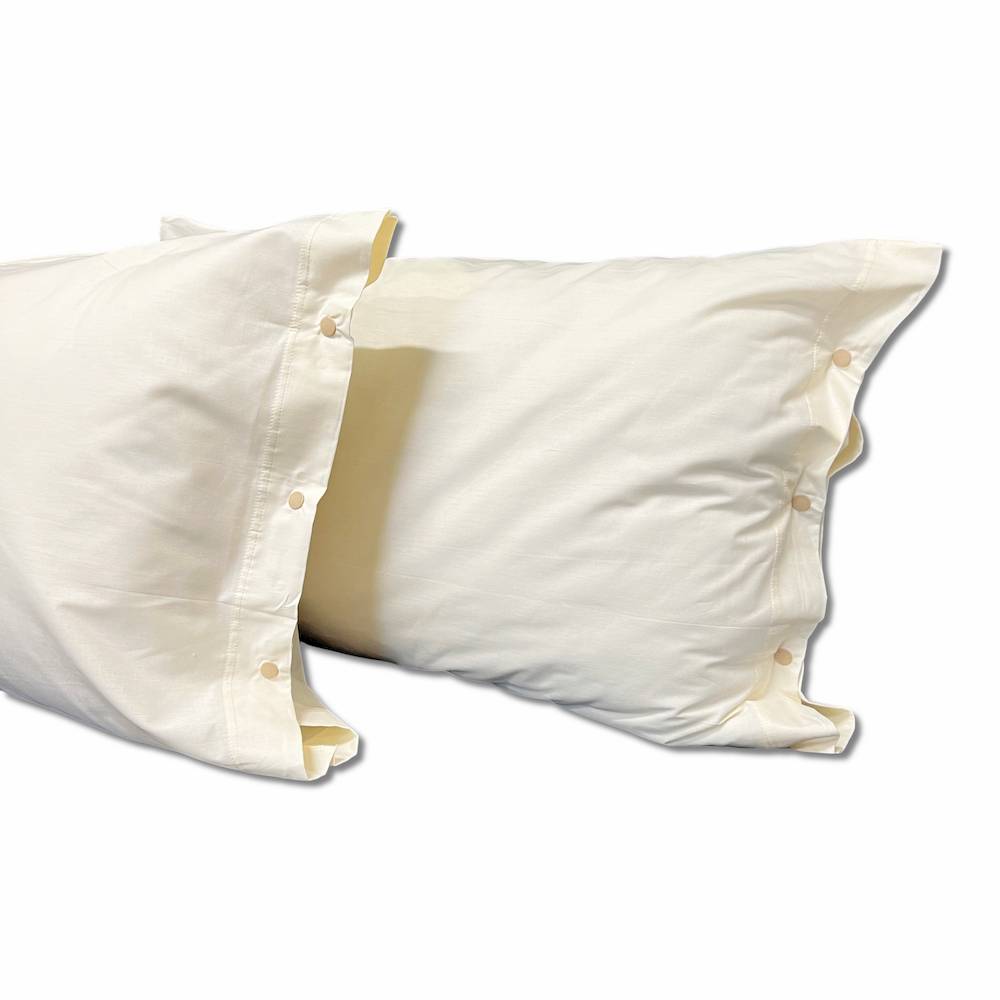 Coppia Federe con bottoni panna