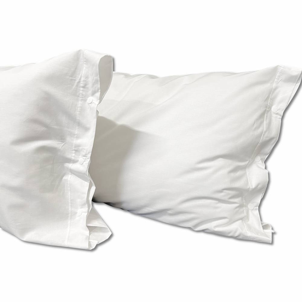 Coppia Federe con bottoni bianco