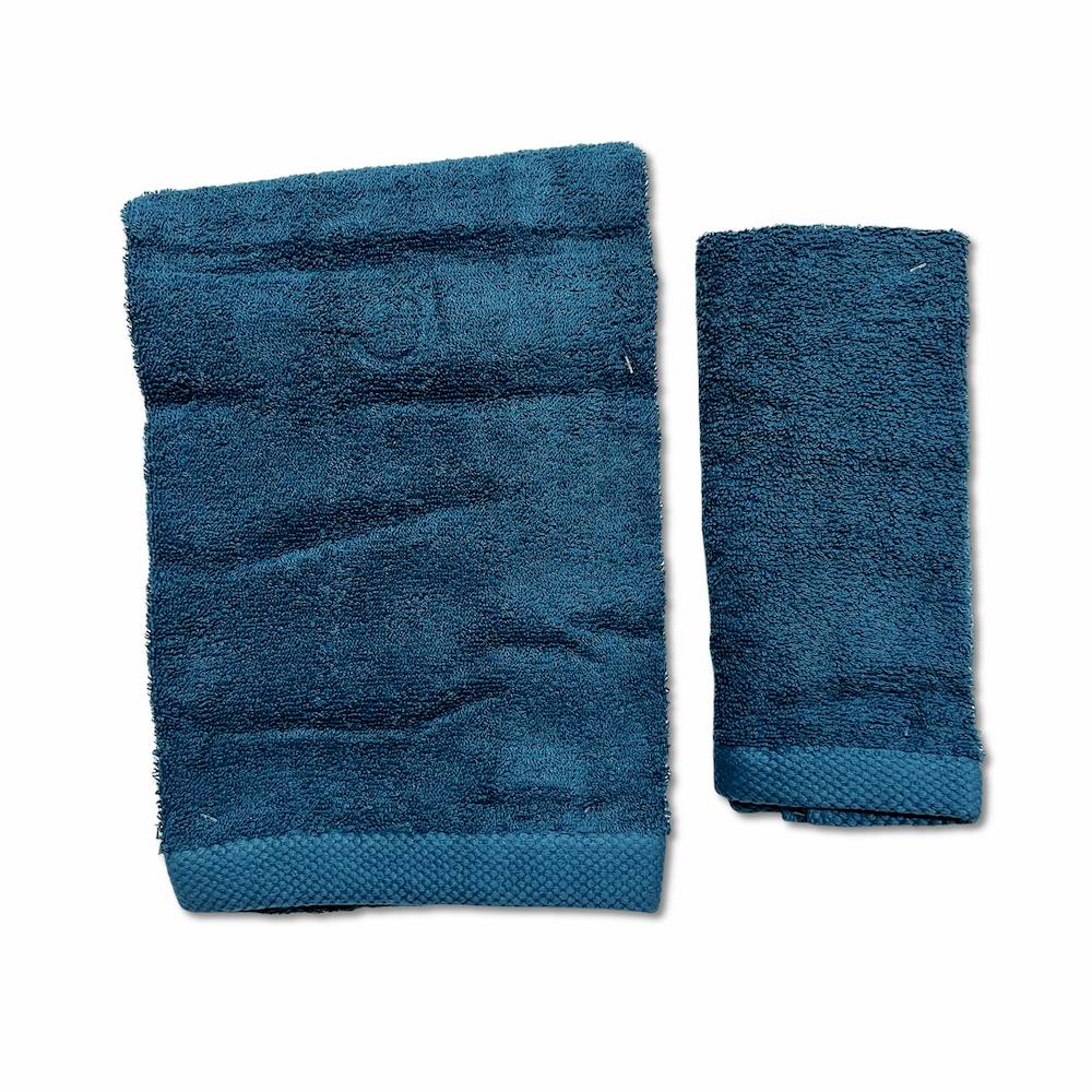 Coppia asciugamani 500 gr Melodie petrolio