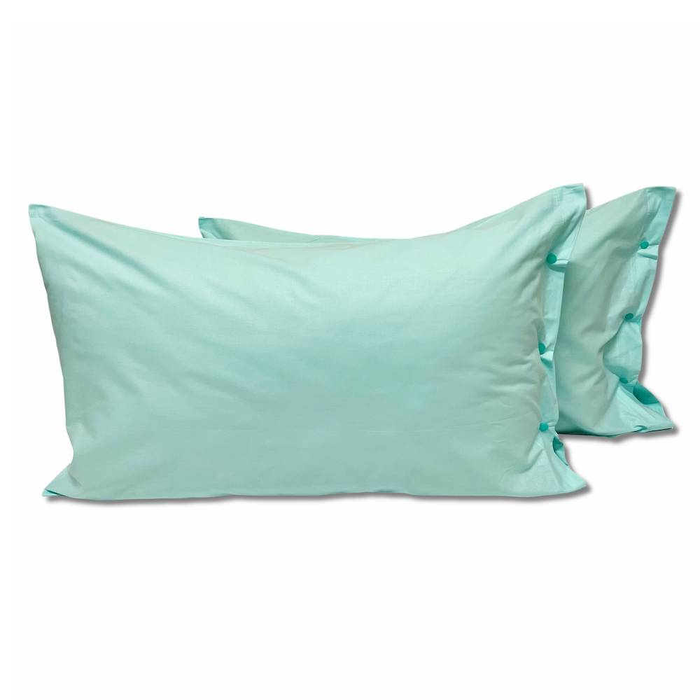 Coppia Federe con bottoni Verde acqua