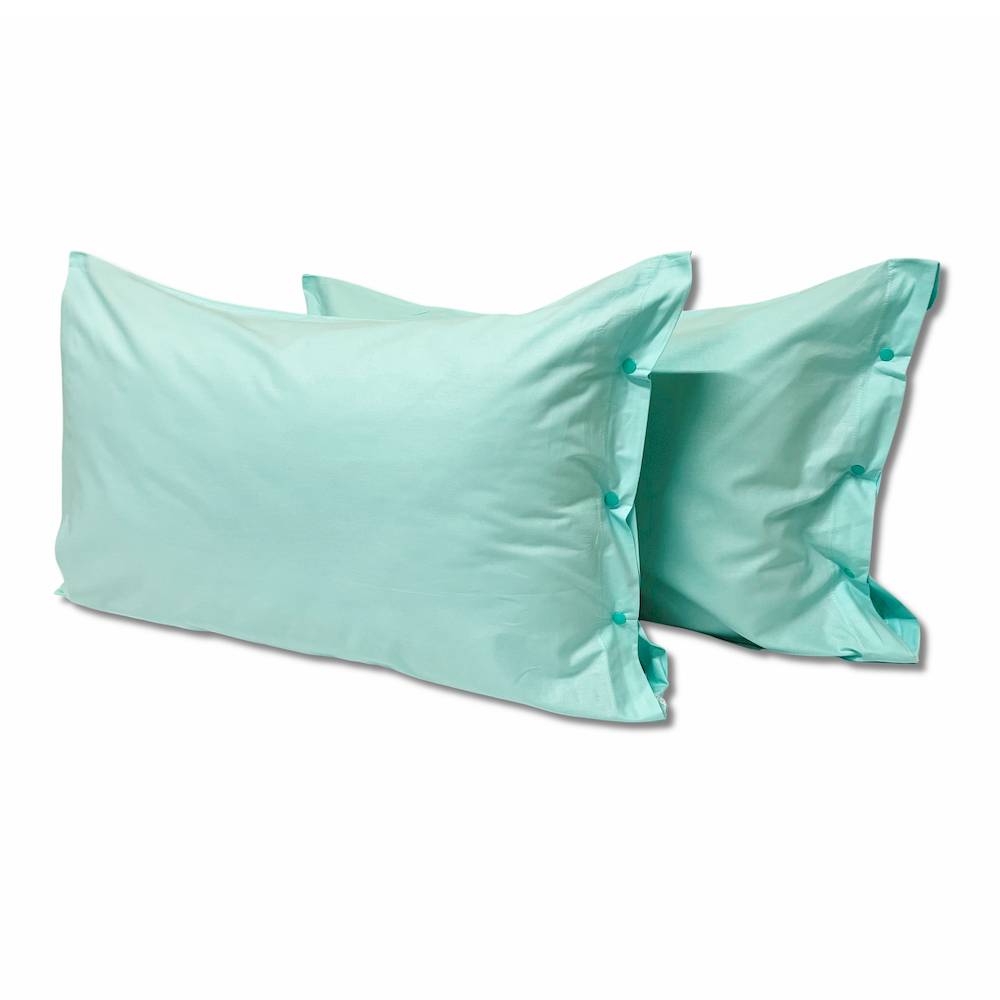 Coppia Federe con bottoni Verde acqua