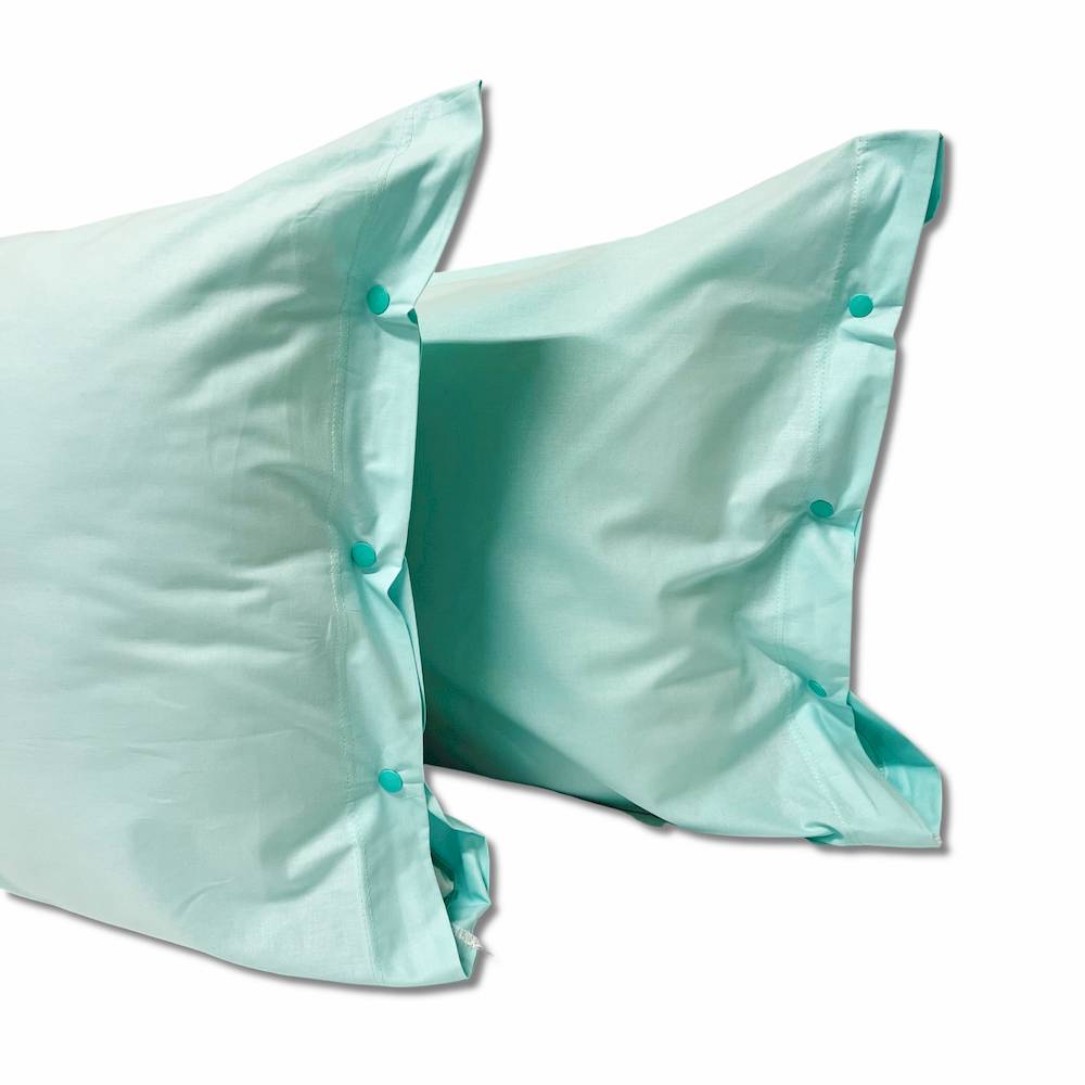 Coppia Federe con bottoni Verde acqua