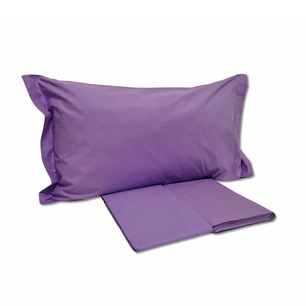 Completo Lenzuola Lilla Federe con volant Matrimoniale