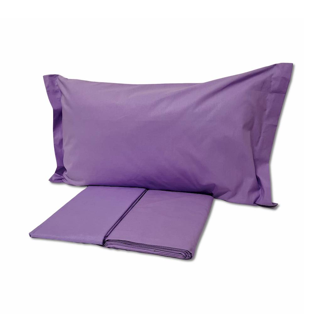 Completo Lenzuola Lilla Federe con volant Matrimoniale