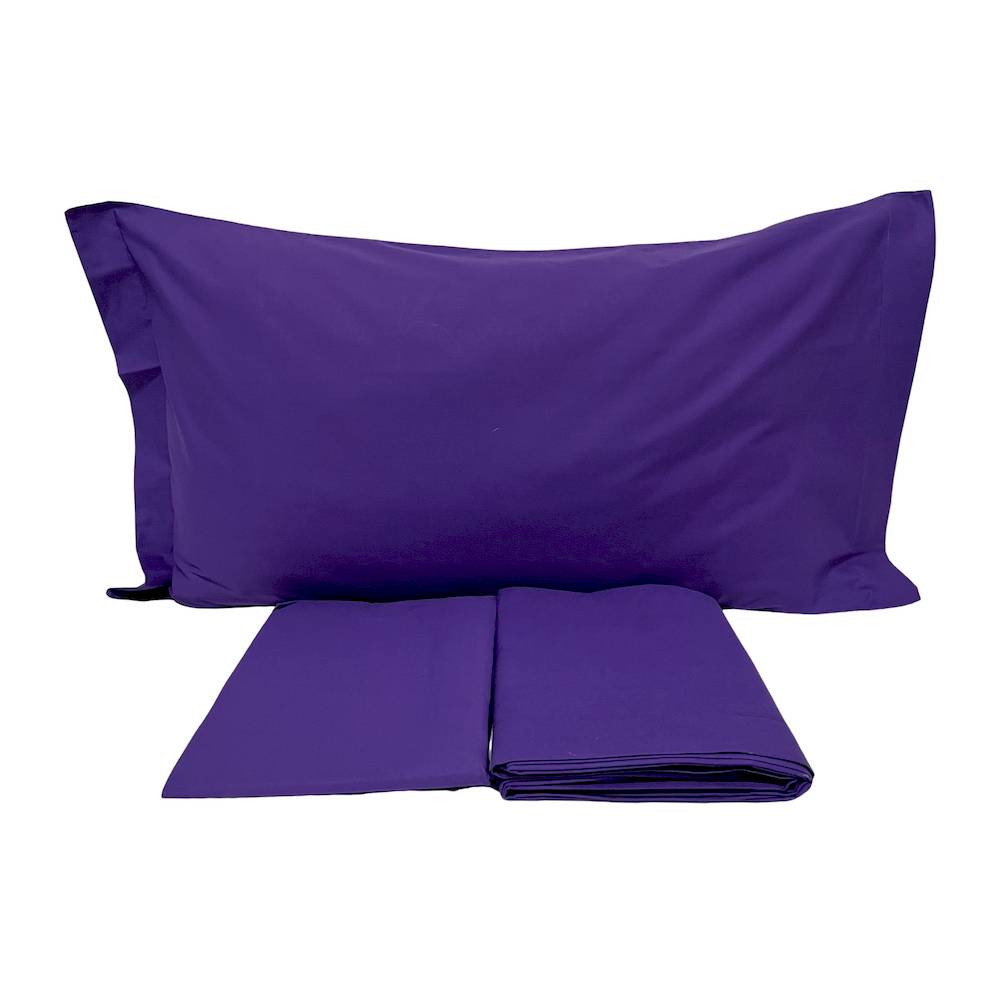 Completo Lenzuola Prugna Federe con volant Matrimoniale