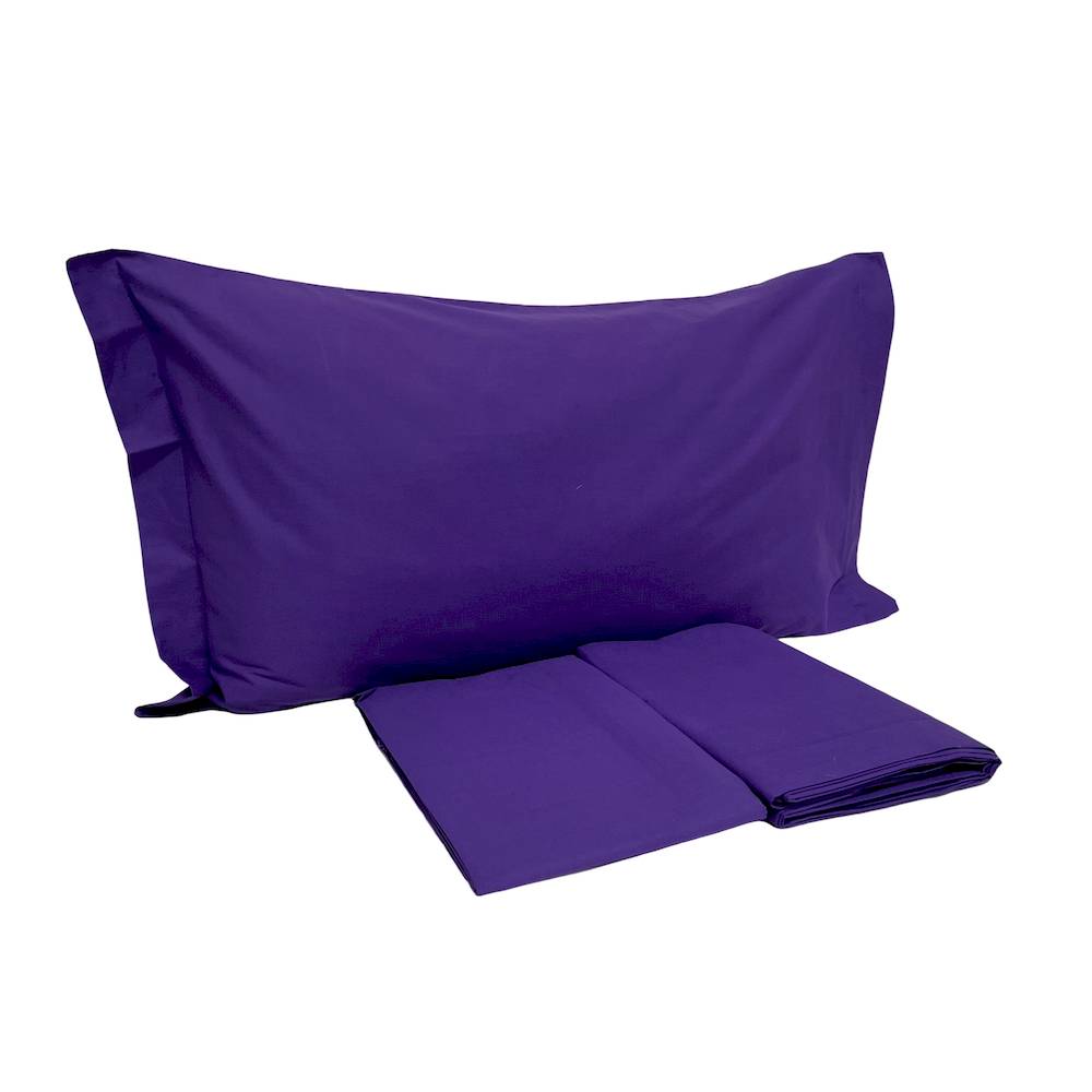 Completo Lenzuola Prugna Federe con volant Matrimoniale