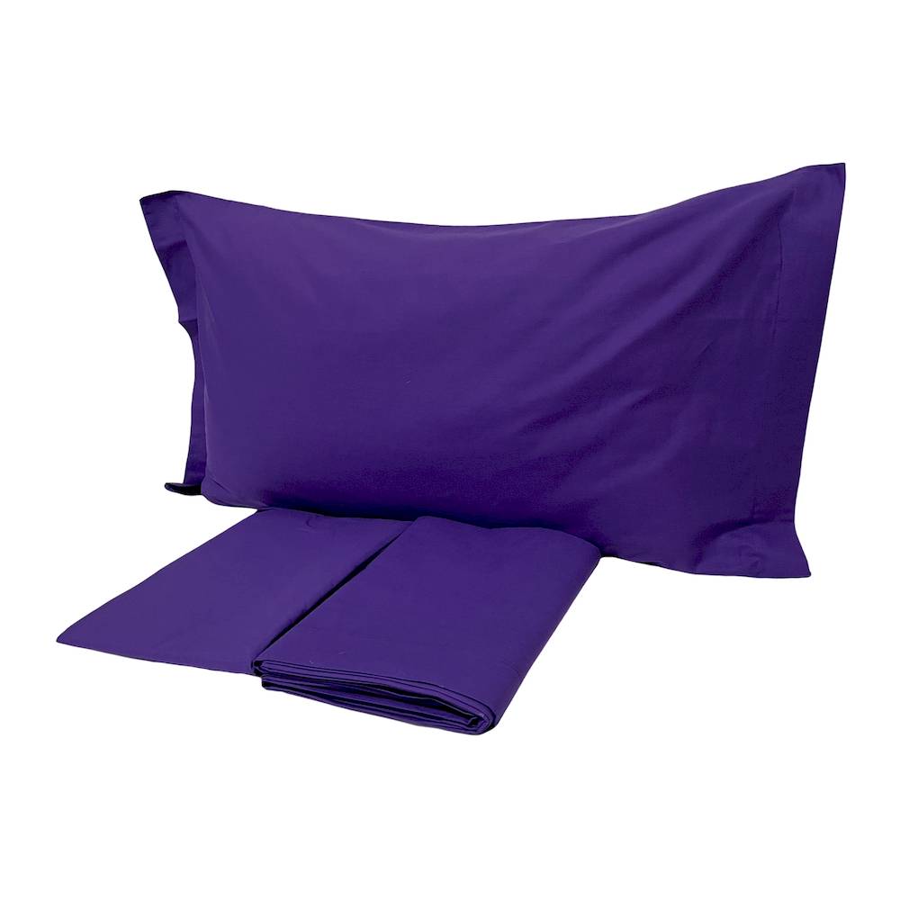 Completo Lenzuola Prugna Federe con volant Matrimoniale