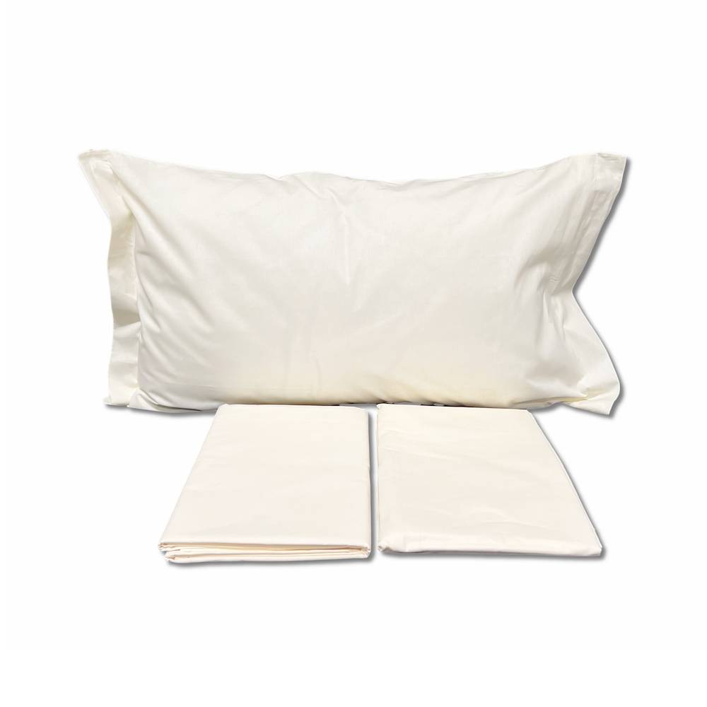 Completo Lenzuola Panna Federe con volant Matrimoniale