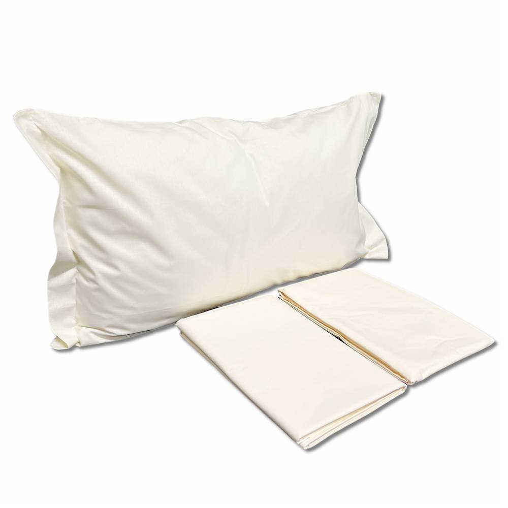 Completo Lenzuola Panna Federe con volant Matrimoniale