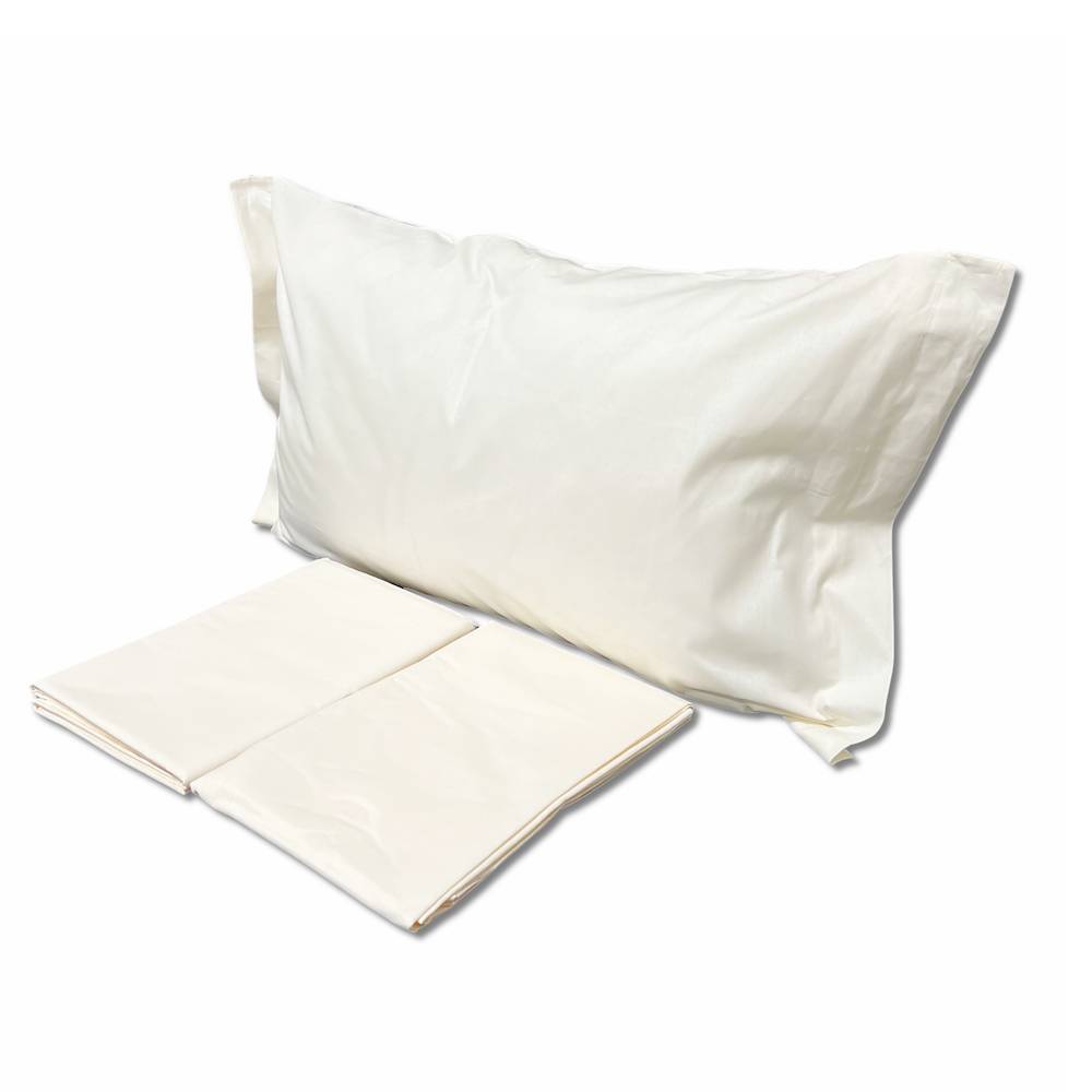 Completo Lenzuola Panna Federe con volant Matrimoniale