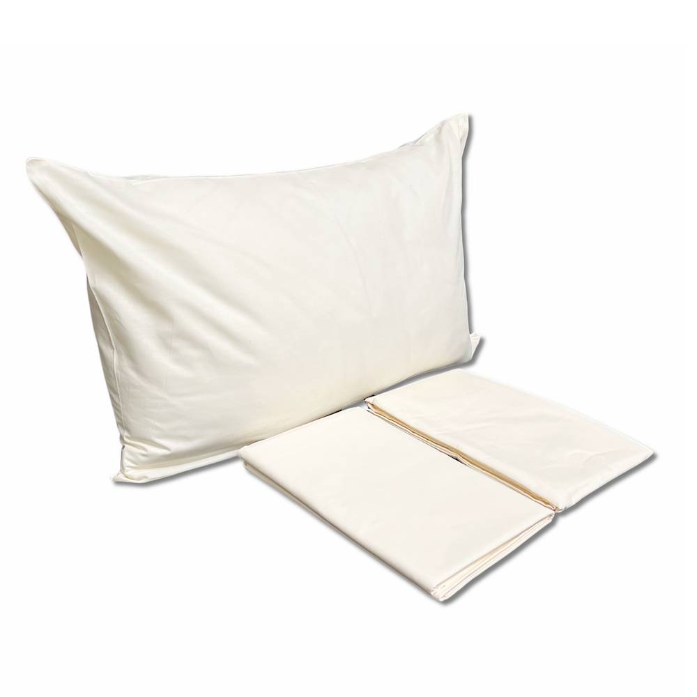 Completo Lenzuola Panna Federe con bottoni Matrimoniale