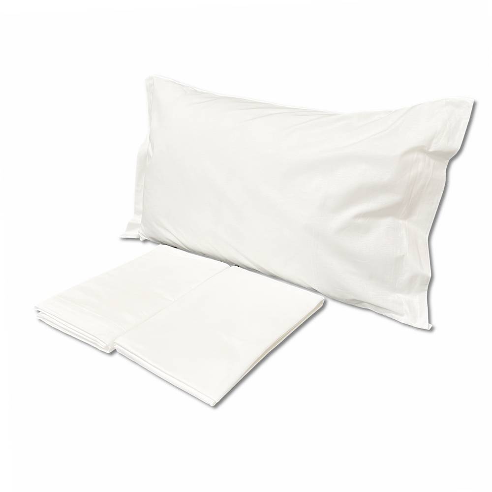 Completo Lenzuola Bianco Federe con volant Matrimoniale