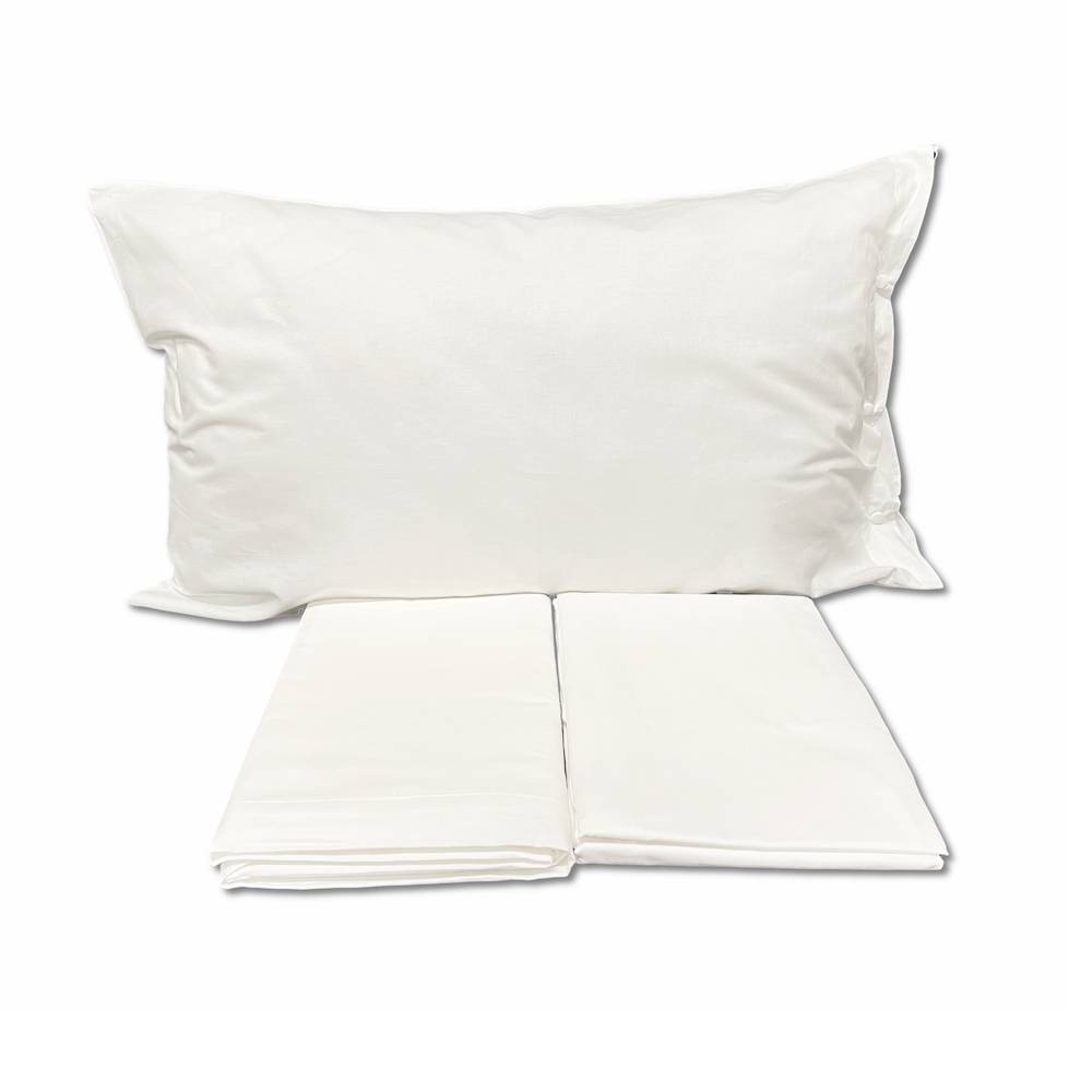 Completo Lenzuola Bianco Federe con bottoni Matrimoniale