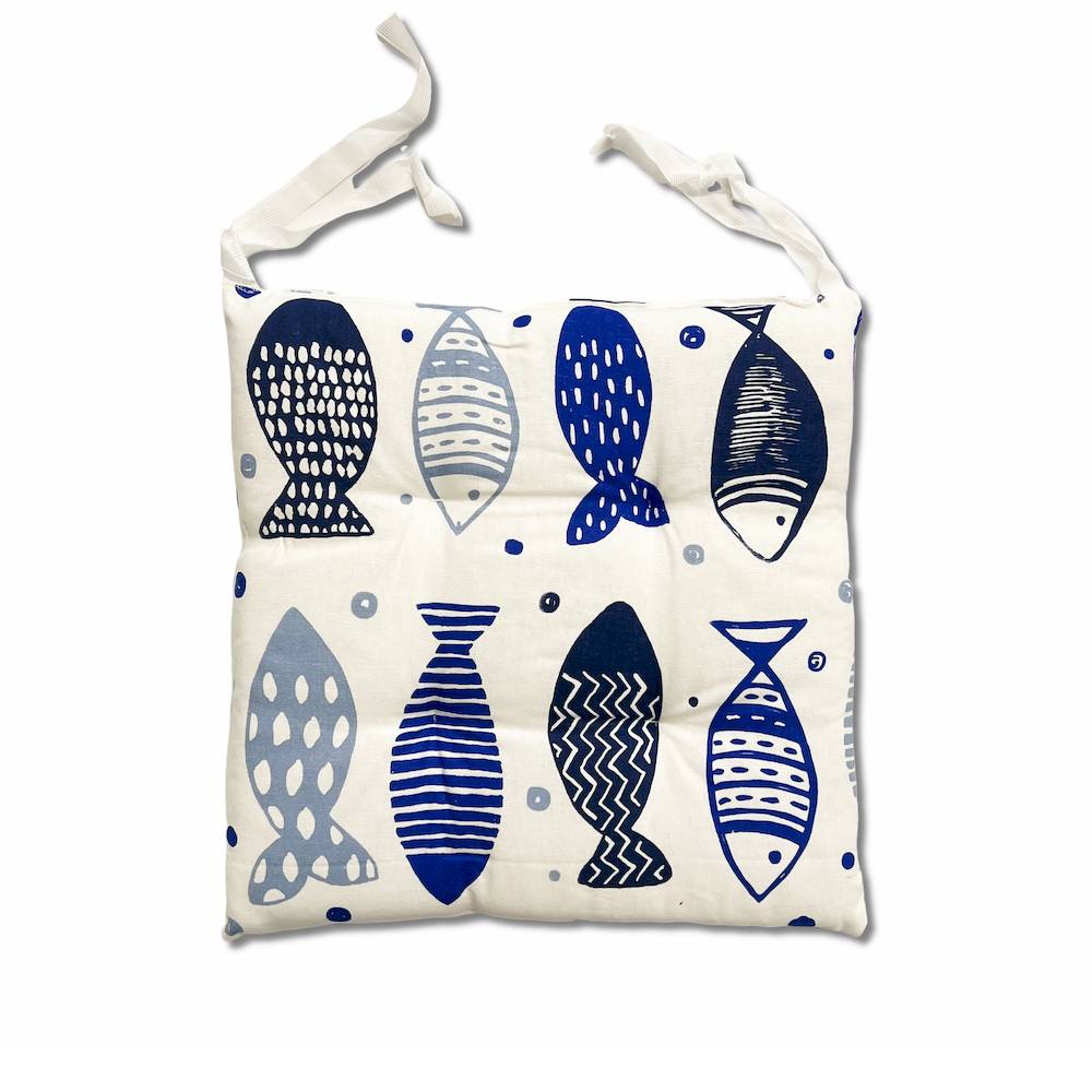 Cuscino per sedia Pesciolini blu