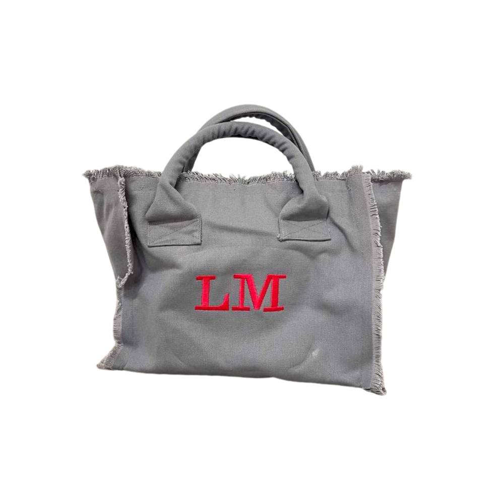 Borsa a mano frange grigia Personalizzata