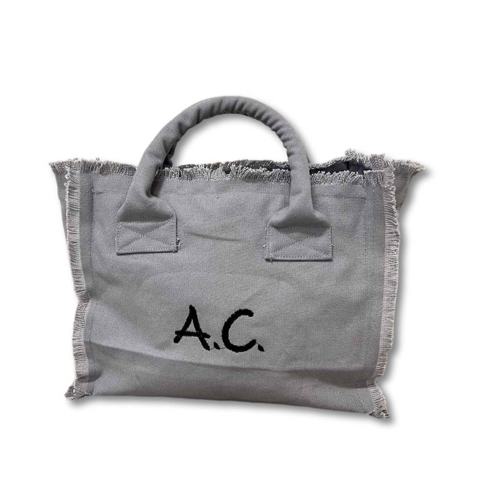 Borsa a mano frange grigia Personalizzata