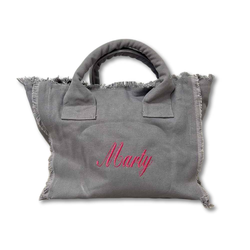 Borsa a mano frange grigia Personalizzata