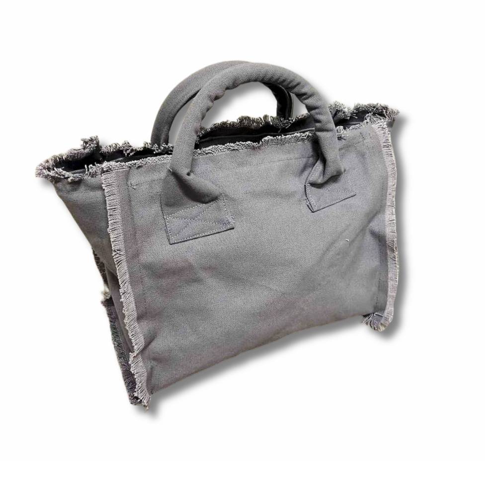 Borsa a mano frange grigia
