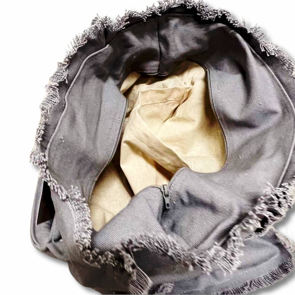 Borsa a mano frange grigia