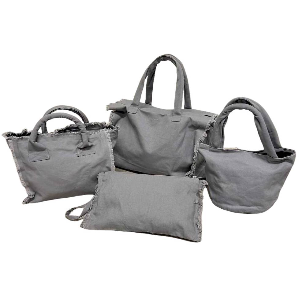 Borsa a mano frange grigia