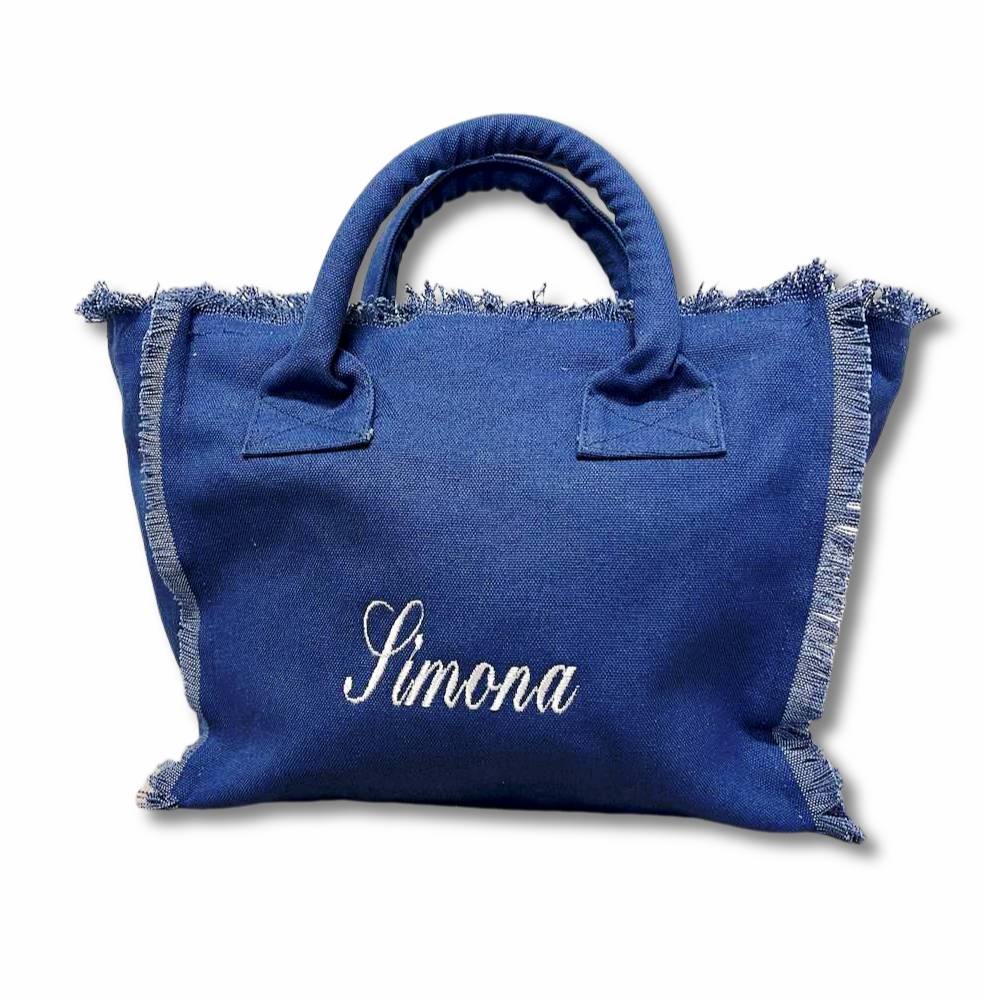 Borsa a mano frange blu Personalizzata
