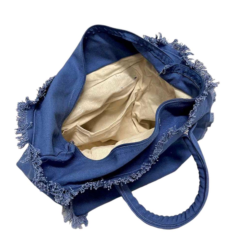 Borsa a mano frange blu