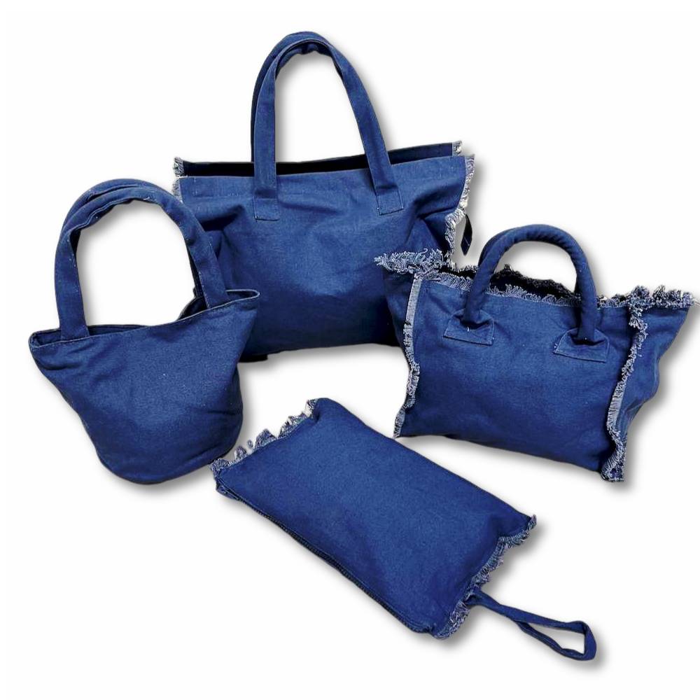 Borsa a mano frange blu
