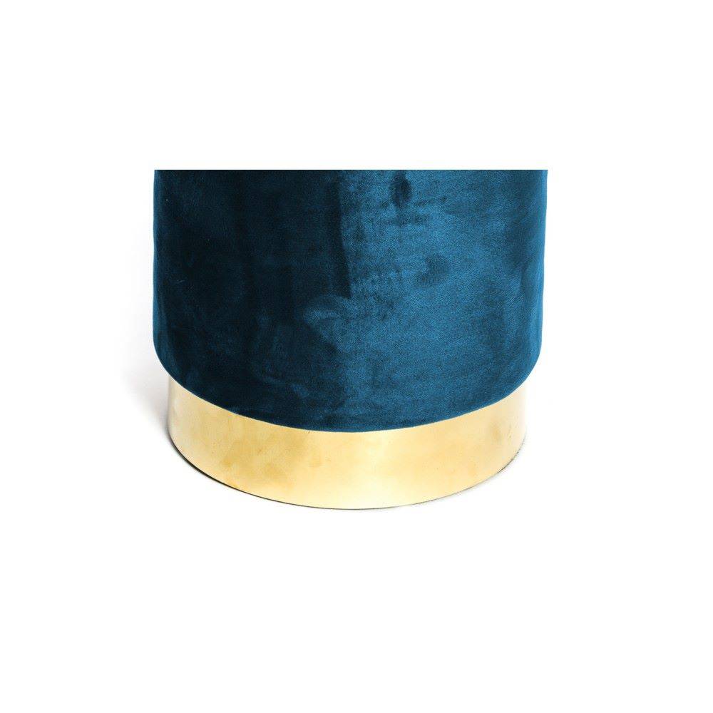 Pouf rotondo in velluto blu