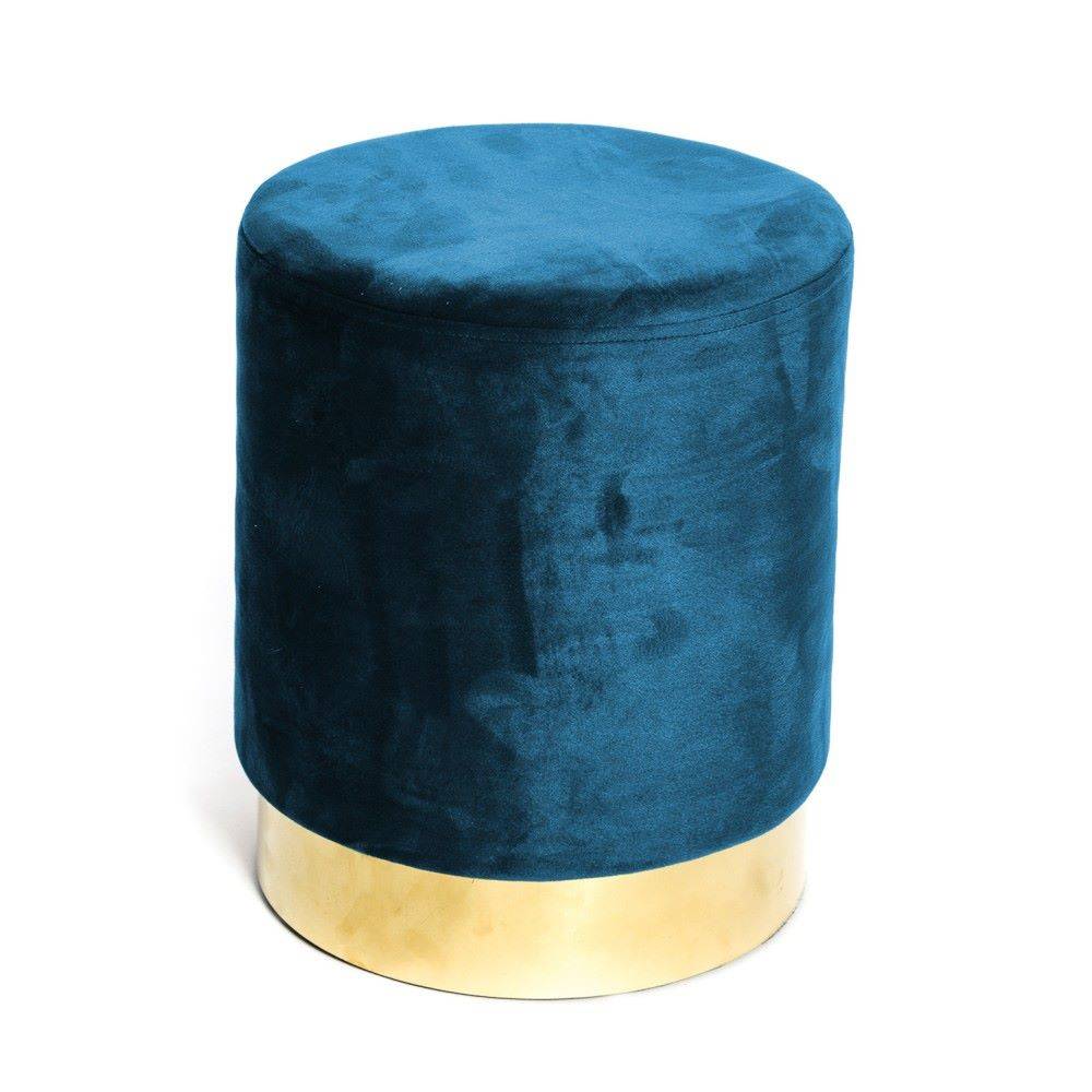Pouf rotondo in velluto blu