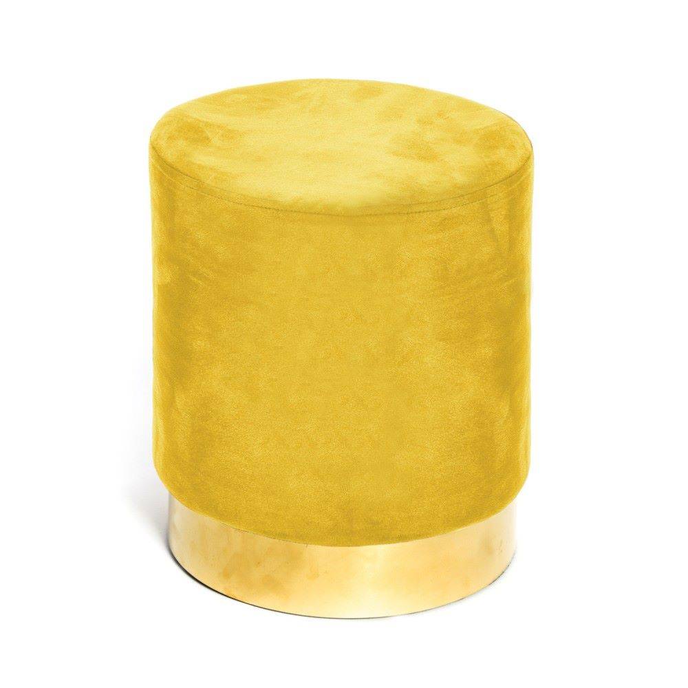 Pouf rotondo in velluto senape