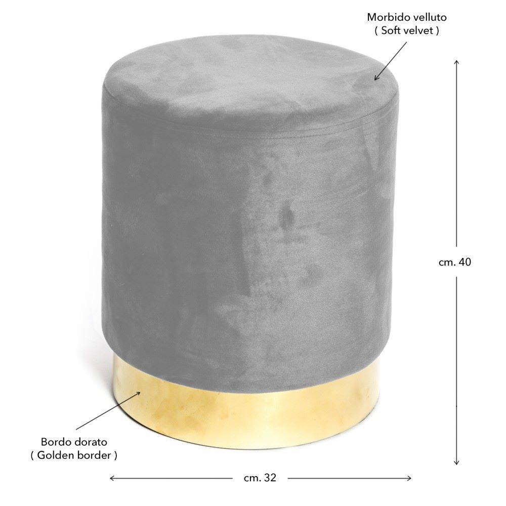 Pouf rotondo in velluto blu