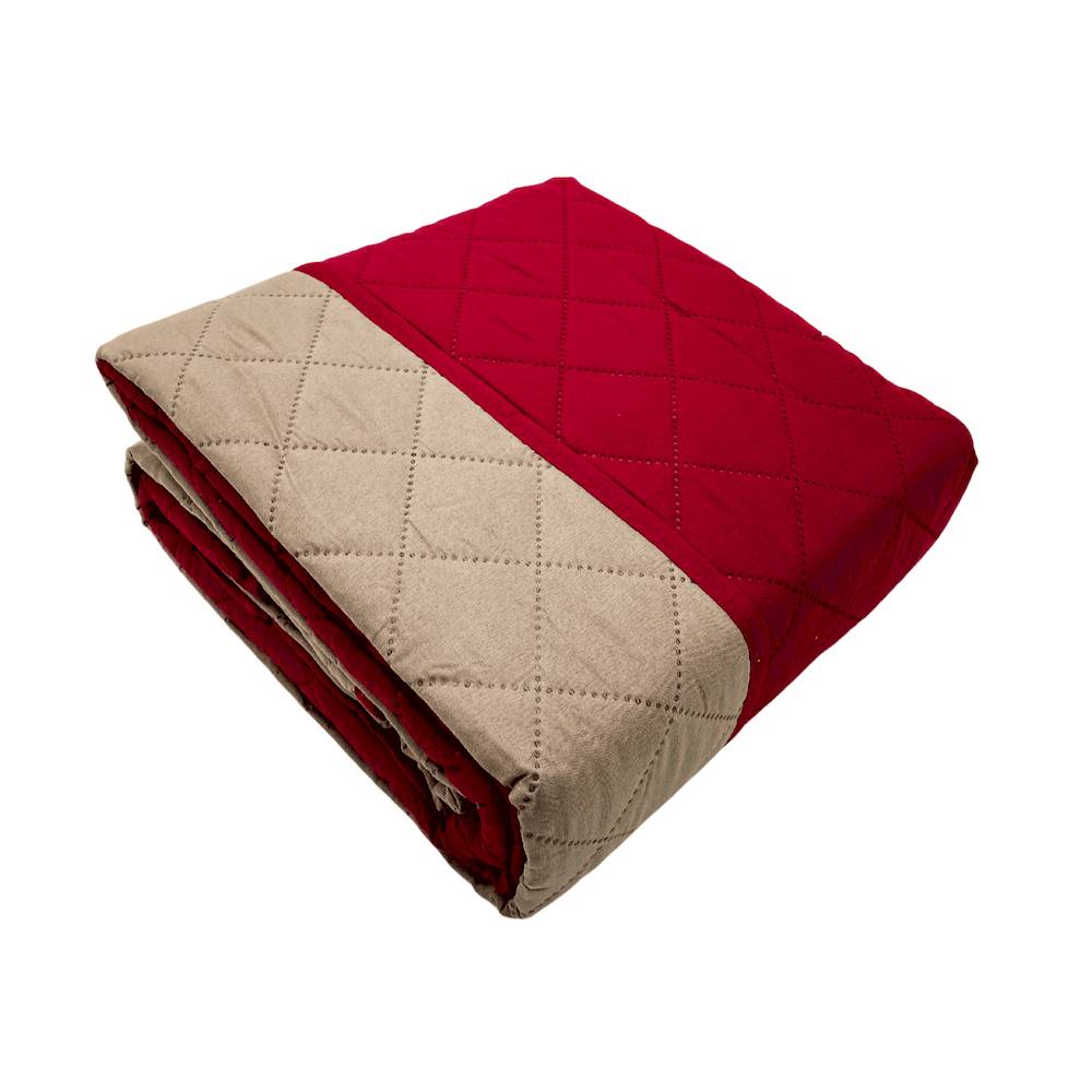 Copripoltrona trapuntato antimacchia bicolor bordeaux - tortora