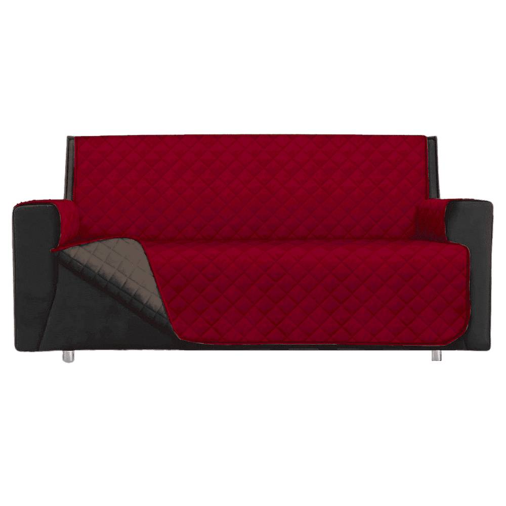 Copridivano 4 posti trapuntato antimacchia bicolor bordeaux - tortora
