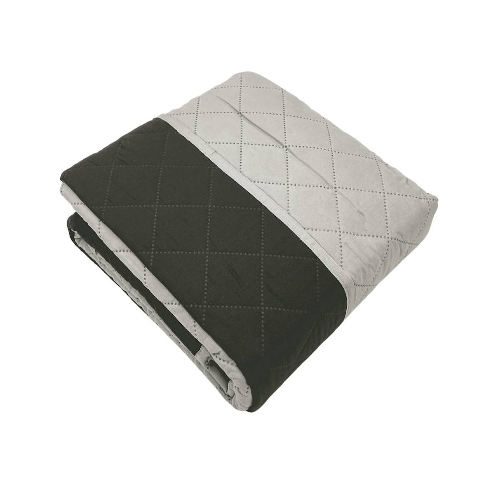 Copridivano 2 posti trapuntato antimacchia bicolor grigio chiaro - scuro