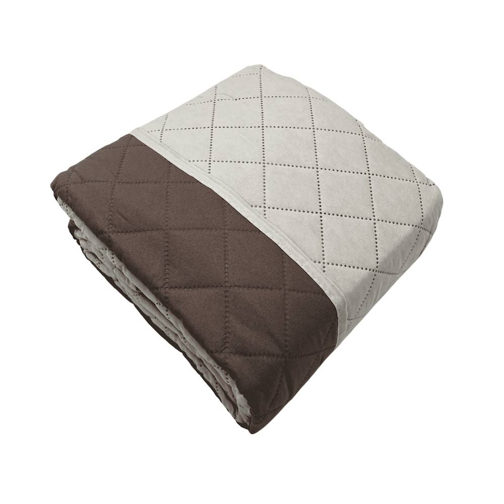 Copripoltrona trapuntato antimacchia bicolor panna - tortora