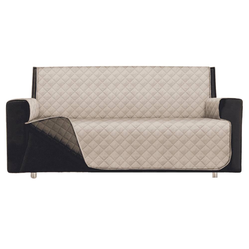 Copripoltrona trapuntato antimacchia bicolor panna - tortora