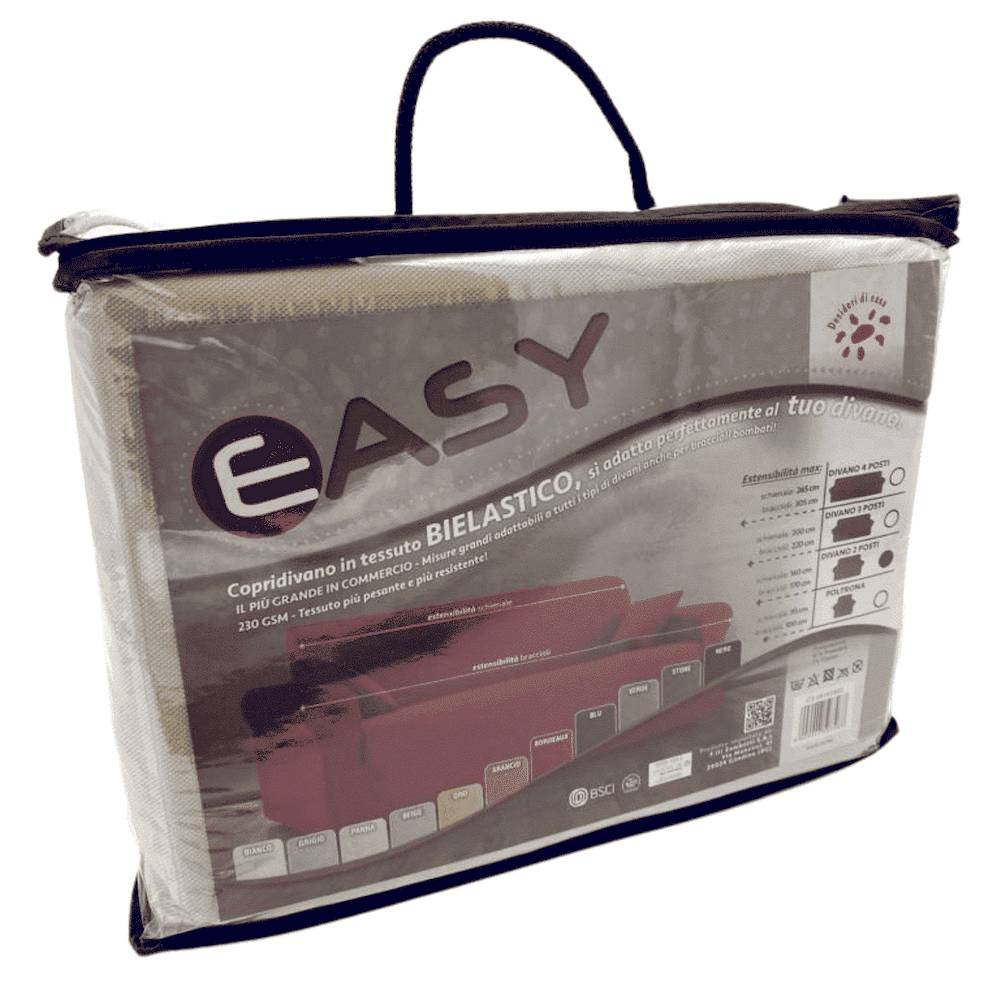 Copridivano 4 posti in tessuto bielastico antimacchia panna