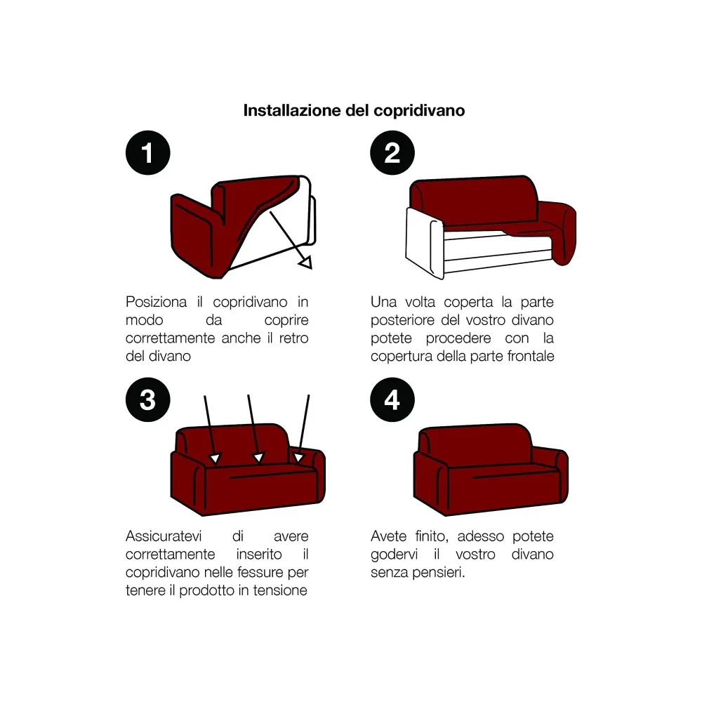 Copripoltrona in tessuto bielastico antimacchia bordeaux