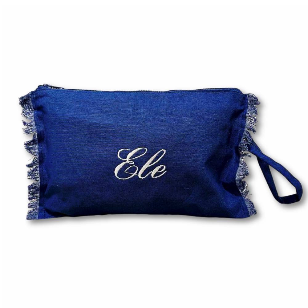 Set Borsa a mano + pochette blu personalizzate