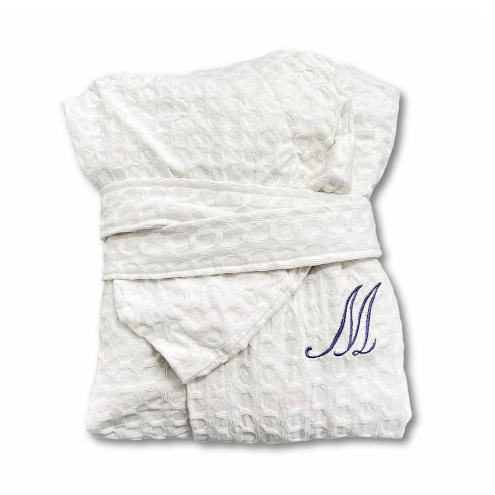 Accappatoio nido d' ape relax con cappuccio panna Personalizzato