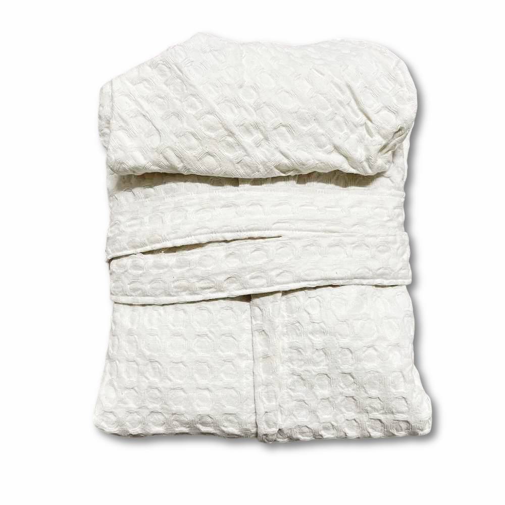 Accappatoio nido d' ape relax con cappuccio panna Personalizzato