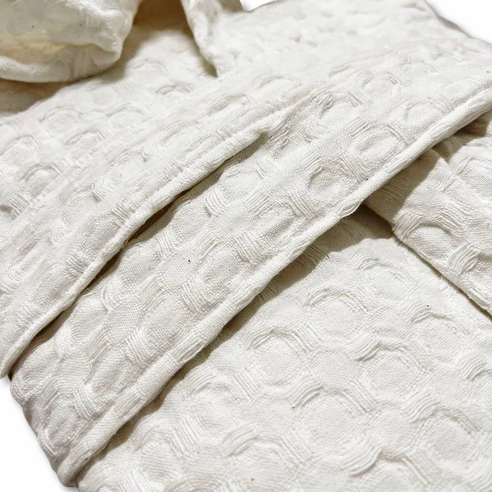 Accappatoio nido d' ape relax con cappuccio panna Personalizzato