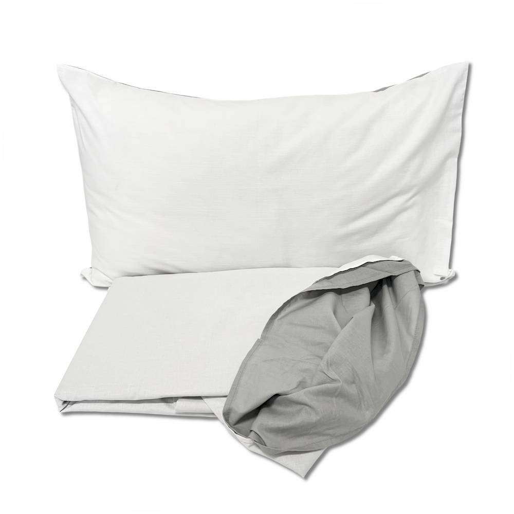 Parure copripiumino Plain double bianco/grigio matrimoniale