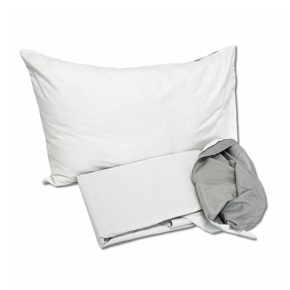 Parure copripiumino Plain double bianco/grigio matrimoniale