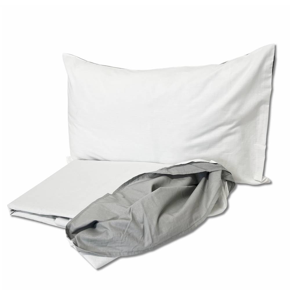 Parure copripiumino Plain double bianco/grigio matrimoniale